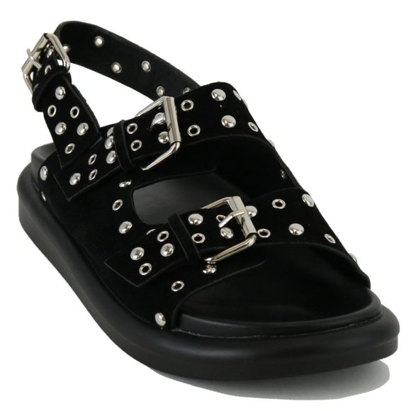 BEAST FASHION Shoes - Beast Zaya-08 Stud Embellished Suede Sandals